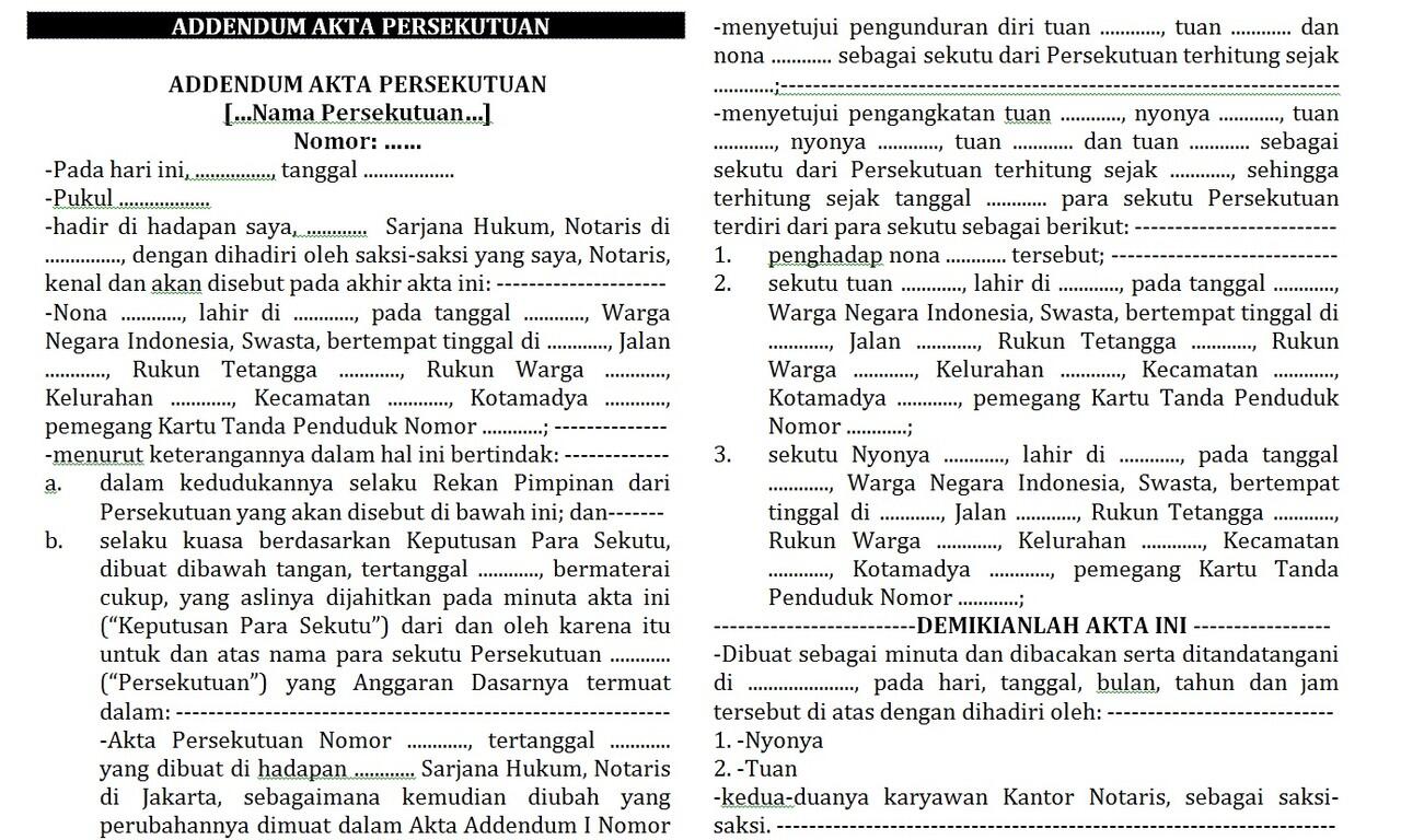 Contoh Draft Akta Notaris