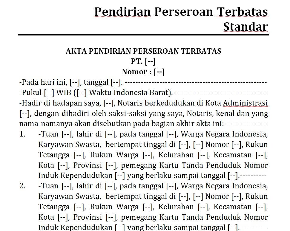 Contoh Draft Akta Notaris