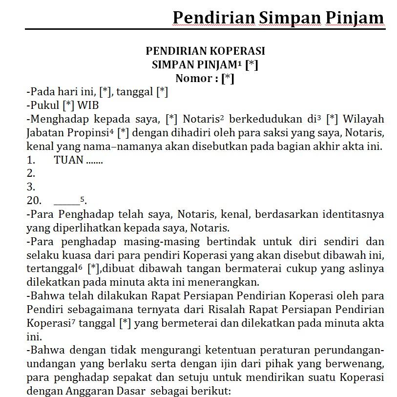 Contoh Draft Akta Notaris