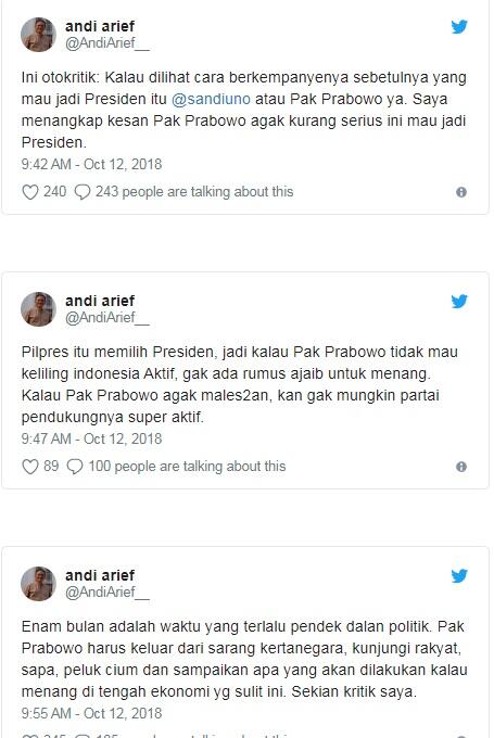 Andi Arief : Prabowo Agak Malas-malasan, Kurang Serius Jadi Presiden