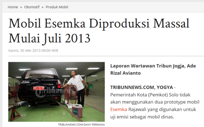 Alasan Esemka Belum Juga Diproduksi Menurut Orang Dekat Jokowi