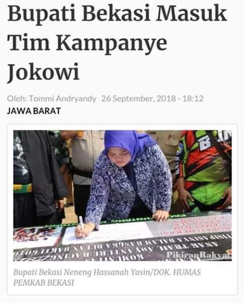 Neneng Hassanah, Bupati Muda Timses 01 yang Terjerembap 'Tanah Basah' Meikarta