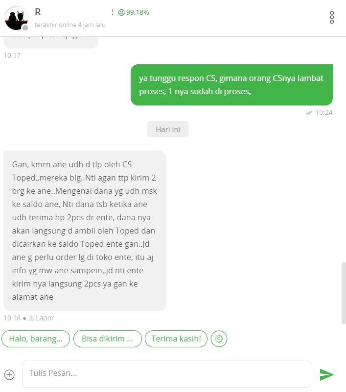 LAGI LAGI TOKOPEDIA MERUGIKAN PENJUAL, CS TOKOPEDIA AROGAN, LAMBAT!