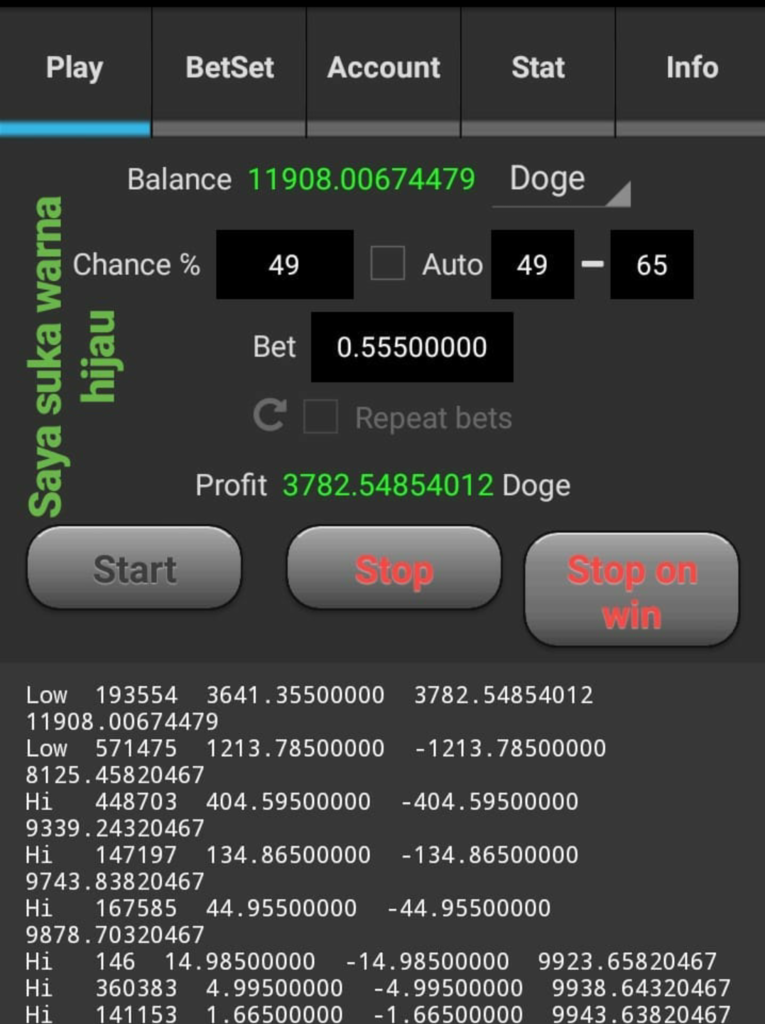 Mantap 999 dice bot profit 100%