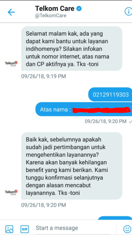 telkom indihome tetap menagih tagihan walaupun sudah dilakukan pelunasan