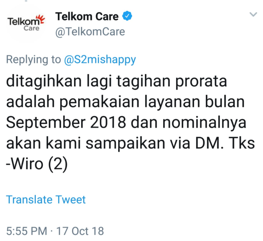 telkom indihome tetap menagih tagihan walaupun sudah dilakukan pelunasan