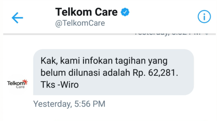 telkom indihome tetap menagih tagihan walaupun sudah dilakukan pelunasan