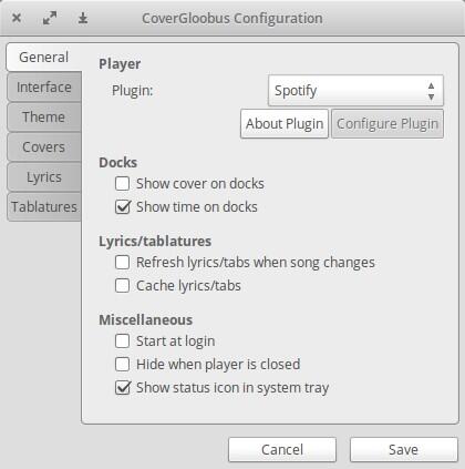 Install Covergloobus on Ubuntu worked with Spotify Plugins