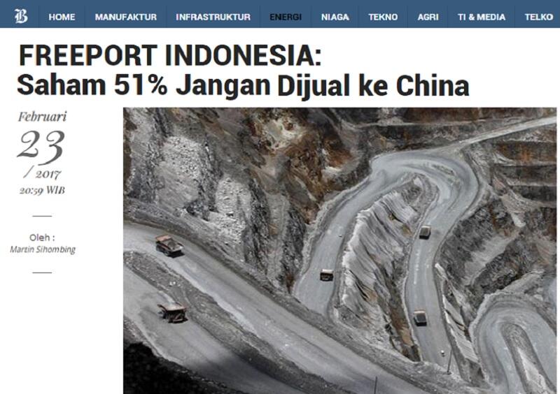 Tanpa Restu dari China, INALUM Belum Bisa Kuasai FREEPORT ...