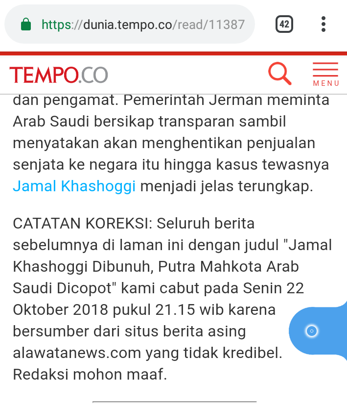 Tempo tidak profesional merubah badan berita