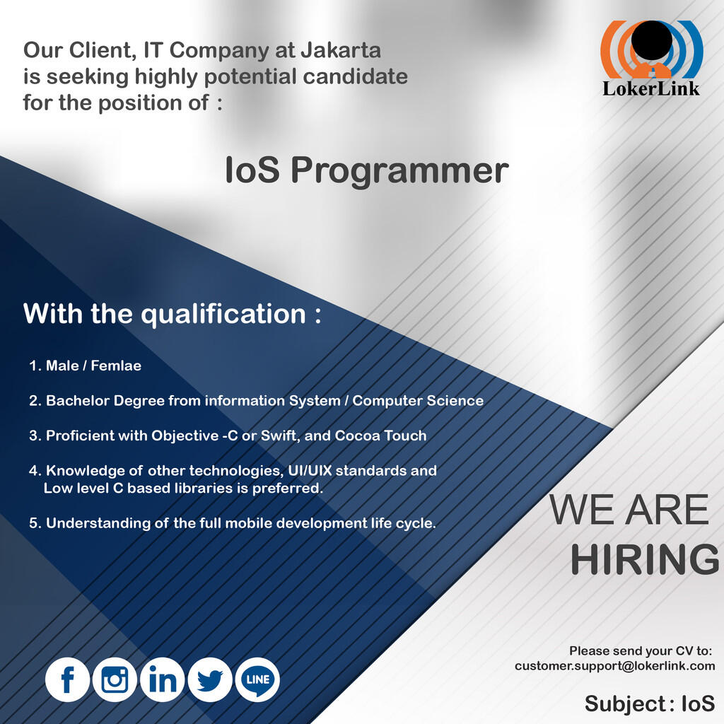 Job Vacancy : IOS PROGRAMMER (Jakarta)