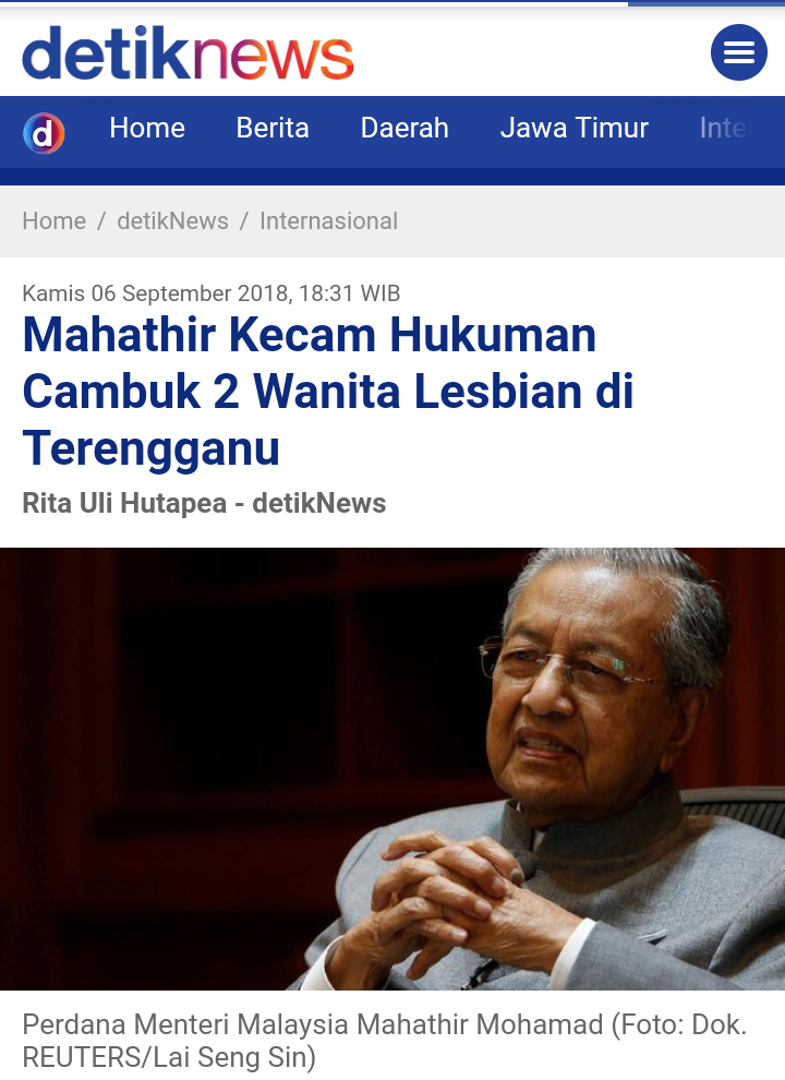 Mahathir Tegaskan Malaysia Menolak LGBT