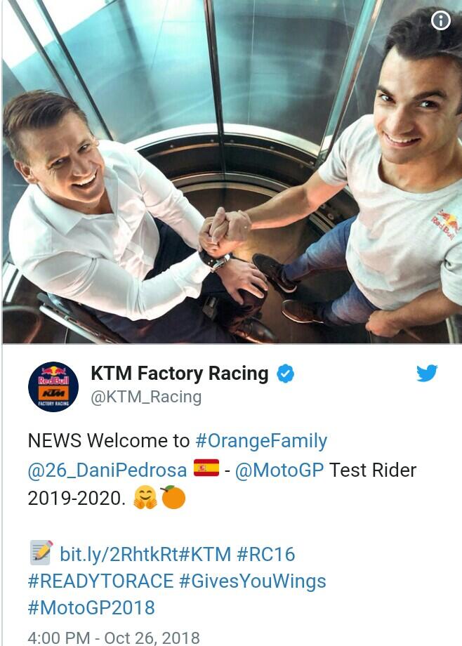 Dani Pedrosa Resmi Gabung KTM Mulai MotoGP 2019