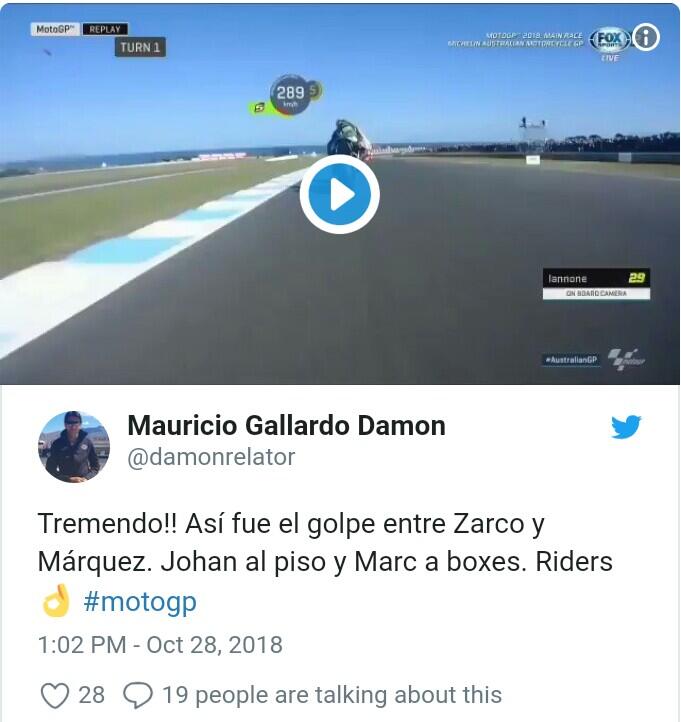 Video Detik-detik Kecelakaan Parah MotoGP, Motor Zarco Terbang