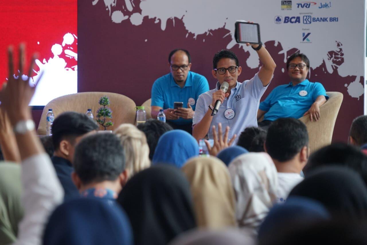 Gaet Suara Pemilih Muda, Sandi Janji Fasilitasi Startup Millennials