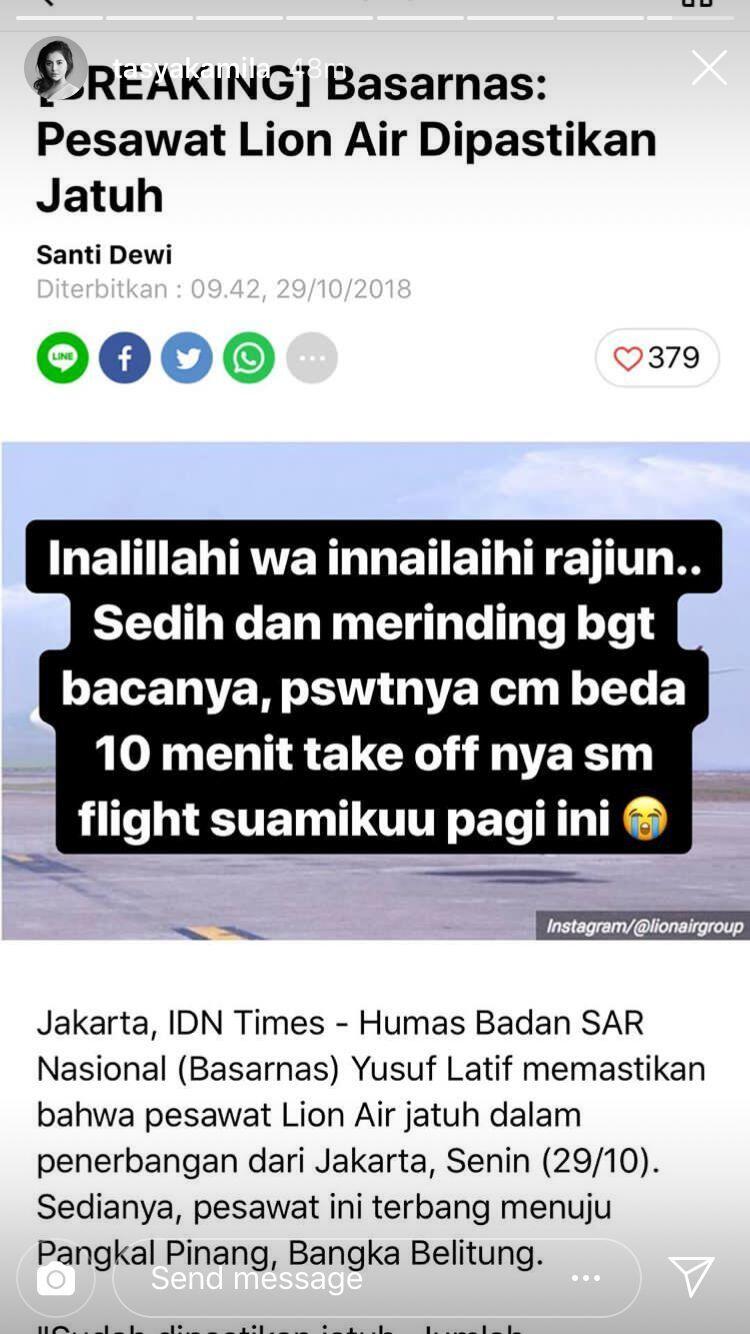 Para Artis Ungkapkan Belasungkawa atas Jatuhnya Pesawat Lion Air JT610