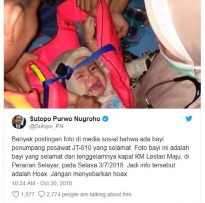 Foto Bayi Selamat dari Tragedi Lion Air, Hoax!