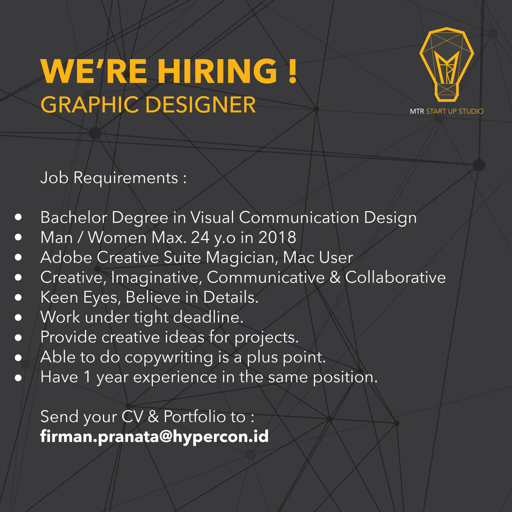 URGENTLY NEED ! GRAPHIC DESIGNER - JAKSEL