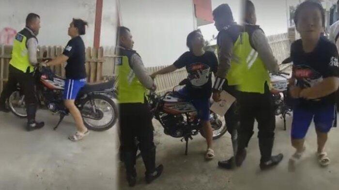 EMAK2 DILAWAN, Tak Terima Ditilang Pengendara RX King Ngamuk, Tampar & Lempar Polisi