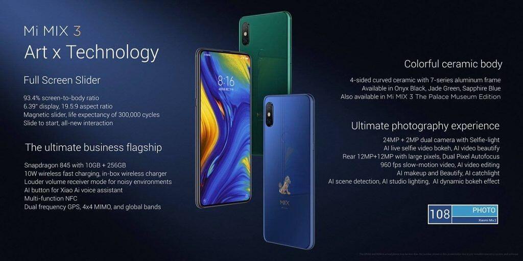 Xiaomi Mi Mix 3, Smartphone Berdesain Classy dengan Slide-Up Camera
