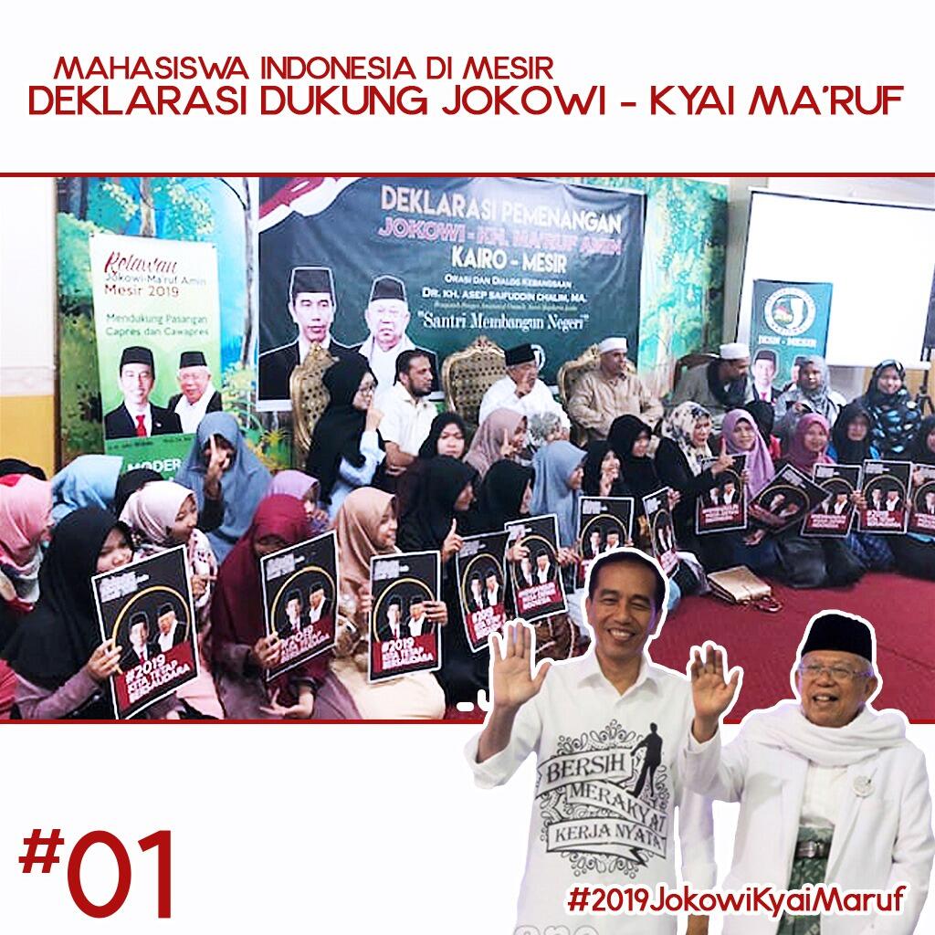 Mahasiswa Indonesia di Mesir Deklarasi Dukung Jokowi-KH Ma’ruf Amin