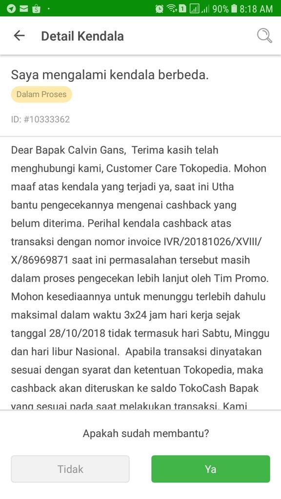 Cashback Pembayaran Kredivo di Tokopedia Tidak Diterima