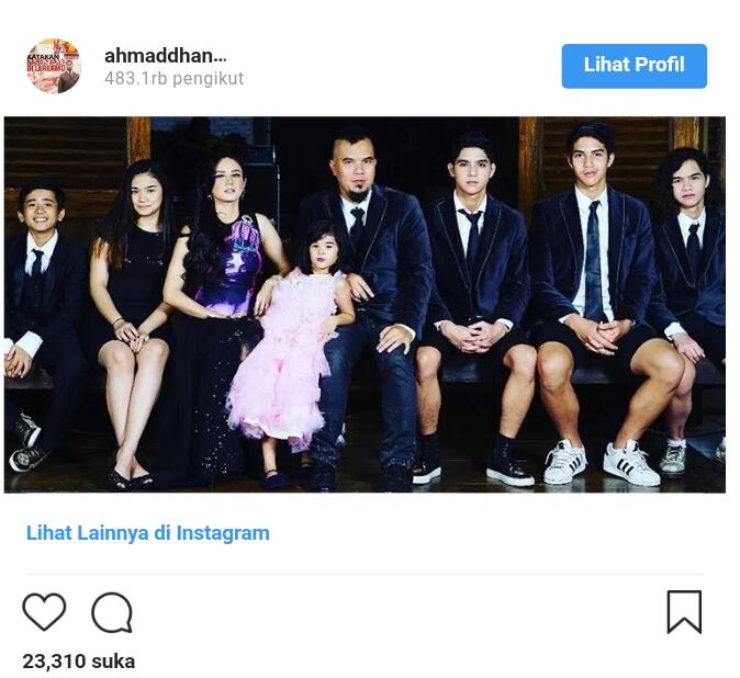 Tak Mau Kalah dari Maia Estianty, Ahmad Dhani Unggah Foto Keluarga Bersama Mulan Jame