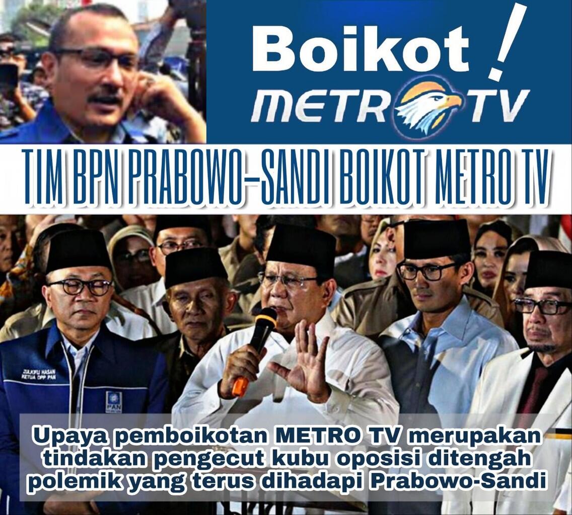 Boikot Metro TV, BPN Prabowo-Sandi Blunder Besar