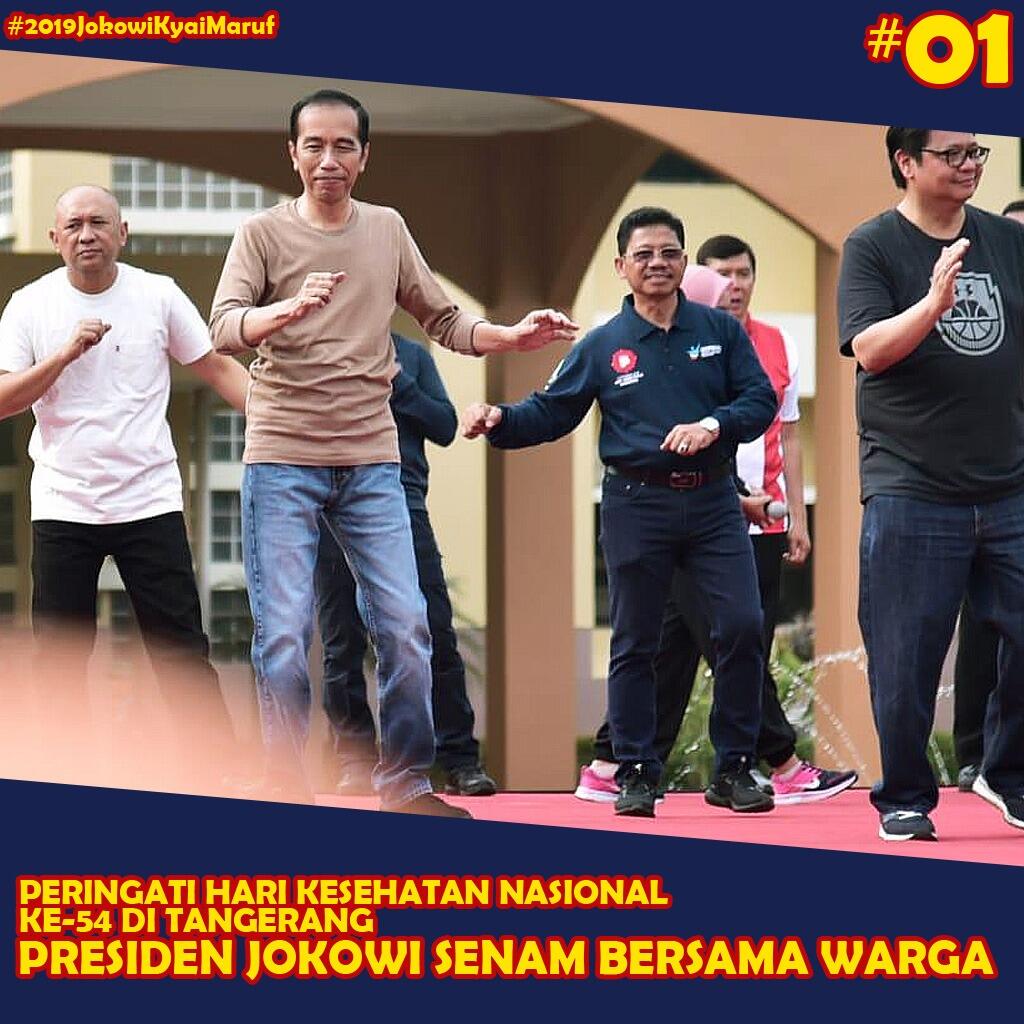 Senam Bersama Di Tangerang Jokowi Jadi Incaran Foto Emak Emak