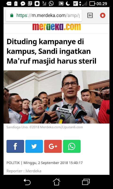 Sandiaga Uno Dilarang Ceramah, Jemaah Masjid Kisruh

