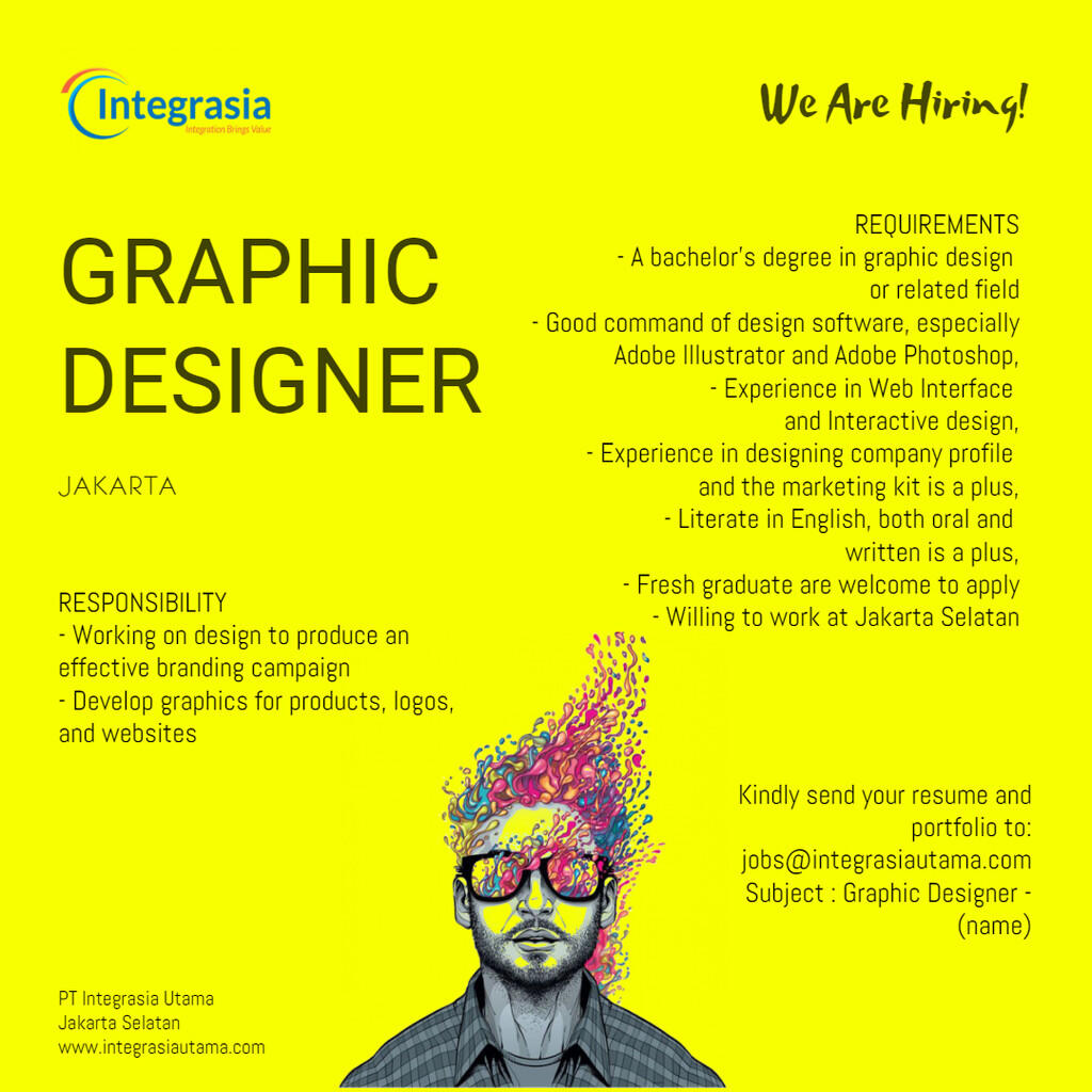 Lowongan GRAPHIC DESIGNER - PT Integrasia Utama