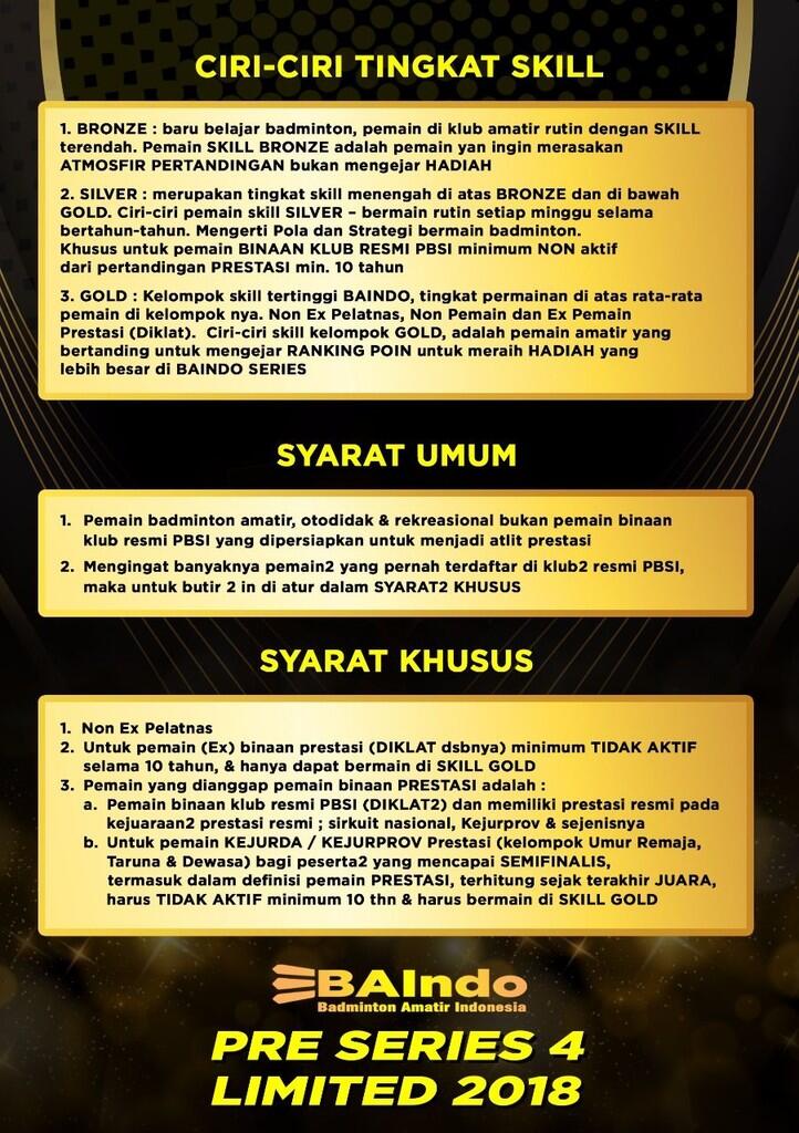 TURNAMEN BADMINTON AMATIR - BAINDO PRE SERIES 4 LIMITED!!!