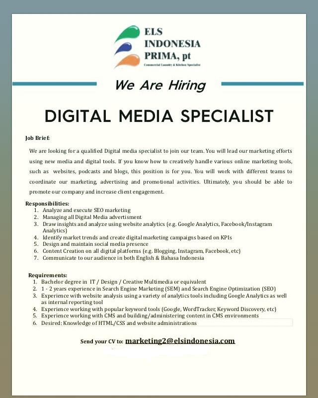 LOWONGAN KERJA!! DIBUTUHKAN SEGERA GRAPHIC DESIGNER & DIGITAL MEDIA SPECIALIST