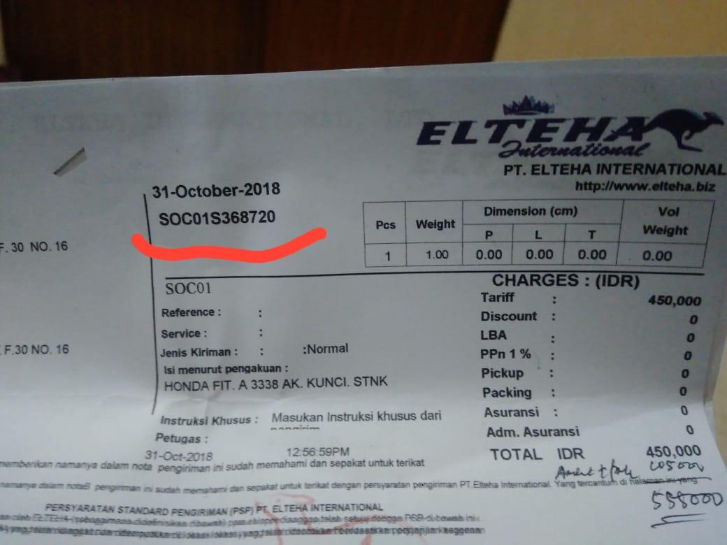 ELTEHA CARGO, TIDAK MAU KIRIM PAKET KE RUMAH, CUSTOMER DISURUH AMBIL SENDIRI