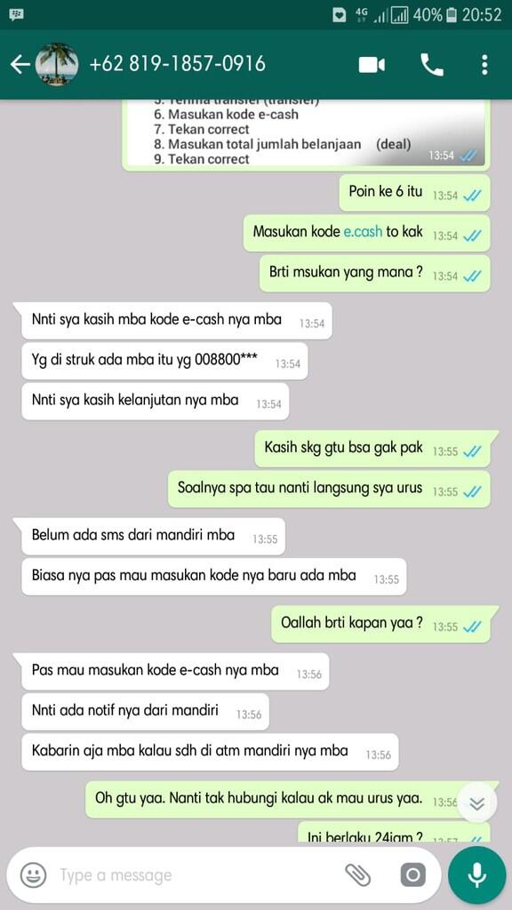 WASPADA! PENIPUAN KAMERA BERKEDOK MANDIRI E-CASH (Penipu ats nama M. Nur Komar)