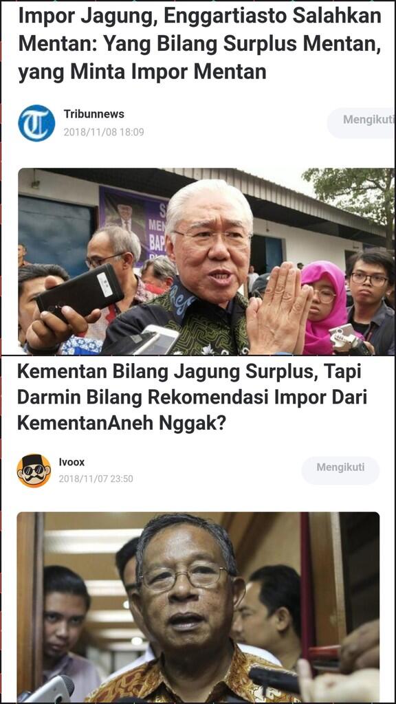 Impor Jagung,Enggartiasto Salahkan Mentan:Yg Bilang Surplus Mentan,yg Minta Impor