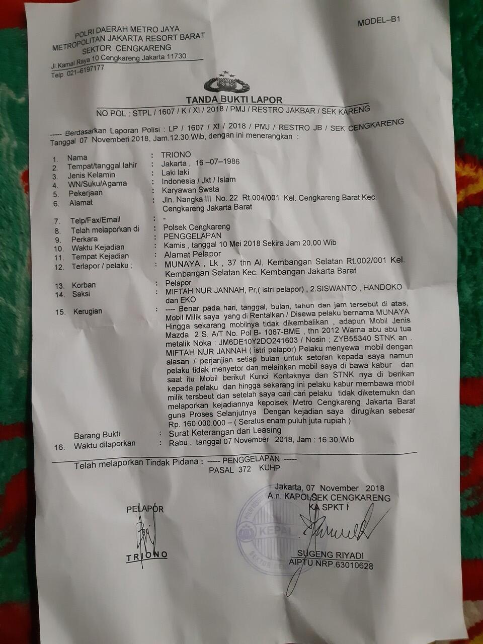 Penggelepan unit kendaraan bermobil