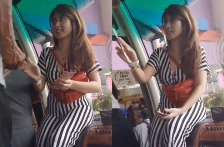 Bikin Heboh! Wanita Cantik Ini Bagi-Bagi Uang Rp 100 Ribu di Atas Bus