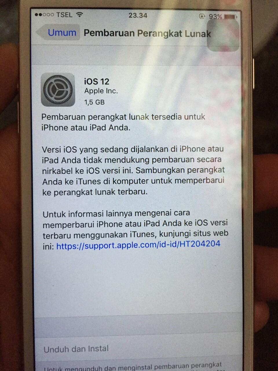 Gak bisa update &amp; instal iOS dari 9.3.4 ke 12.1