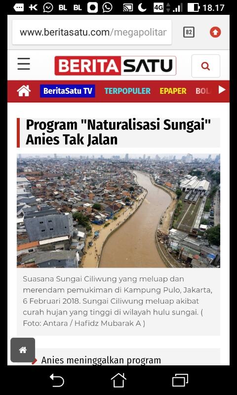 Kunjungi Kali Ciliwung, Anies Singgung Naturalisasi Sungai

