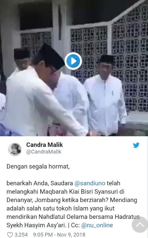 Soal Sandiaga Langkahi Makam Pendiri NU. Tak Minta Maaf, Timsesnya Malah Bilang Begin