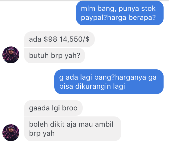 Penipuan Jual Paypal di Fb