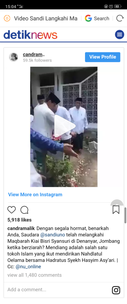 Video Sandi Langkahi Makam, Tim Jokowi Singgung Santri Post Islamisme