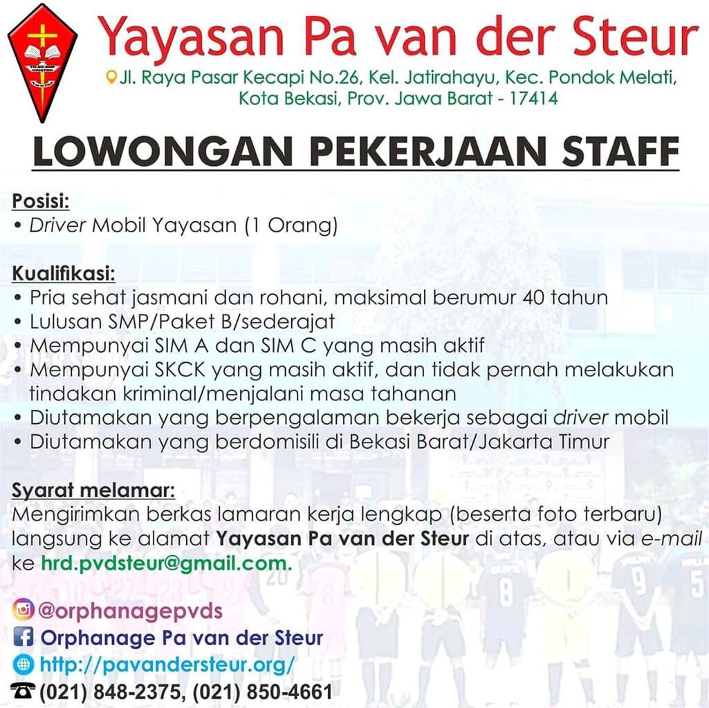 [BEKASI] Guru SD, B. Inggris, PKn, CS, Driver 