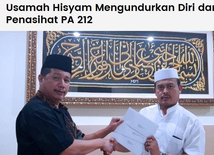 Usamah Hisyam mengundurkan diri dari Anggota Penasihat Persaudaraan Alumni (PA) 212