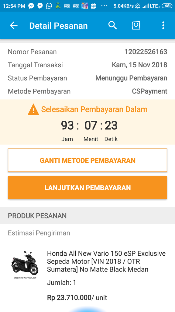 Kecewa terhadap Blibli.com atas pembelian sepeda motor 