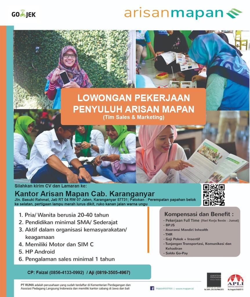 &#91;KARANGANYAR&#93; Lowongan Penyuluh Arisan Mapan - PT RUMA