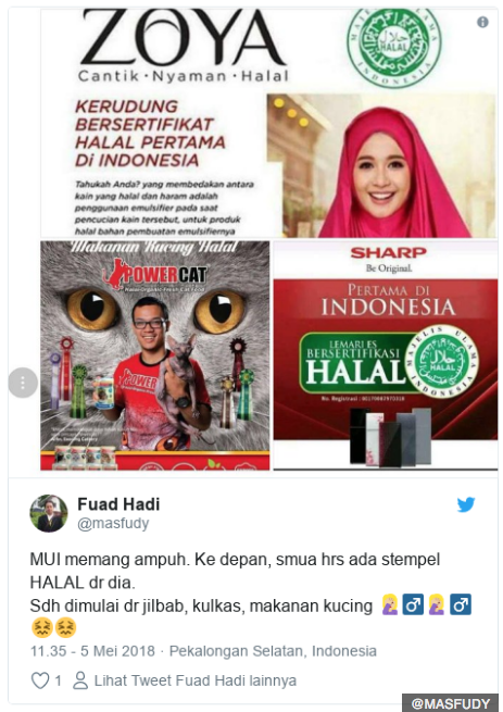 Ketika sertifikat halal diberikan untuk kulkas dan makanan kucing