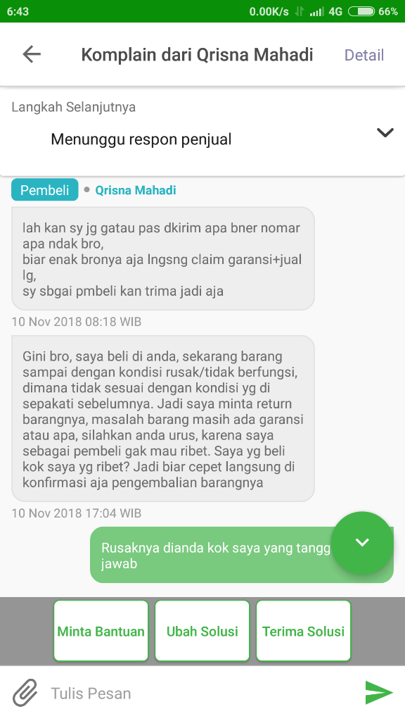 Admin Pusat Resolusi Tokopedia Sangat Teramat Bodoh Dan Bias Kepada Pembeli Nakal