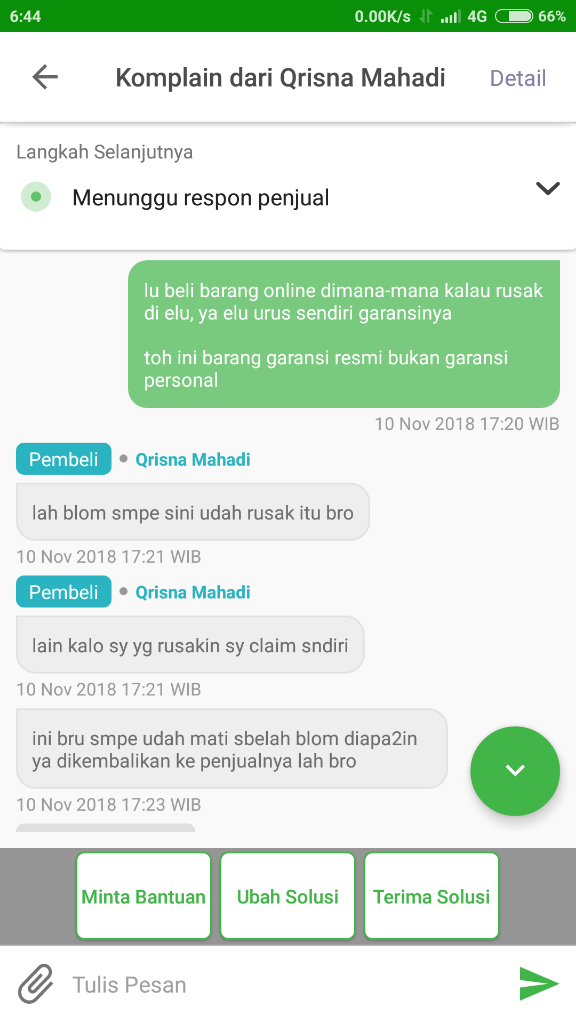 Admin Pusat Resolusi Tokopedia Sangat Teramat Bodoh Dan Bias Kepada Pembeli Nakal